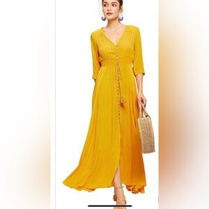 Milumia Women’s Button Up Split Yellow Maxi Dress Button-Down